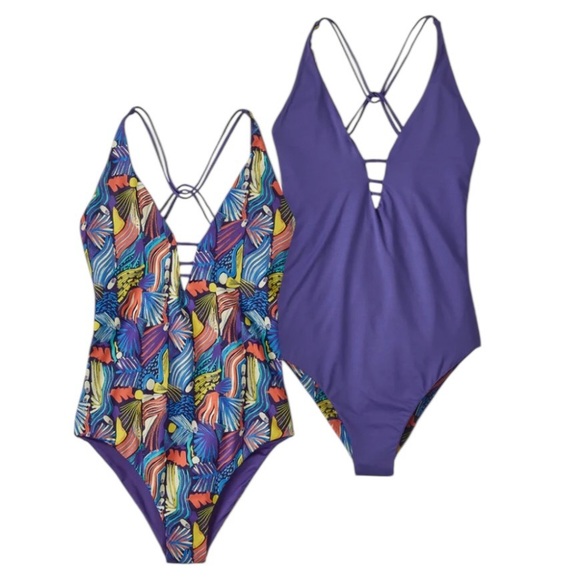 Patagonia Other - Patagonia Reversible Extended Break One Piece Swimsuit Colorful Purple Size XL